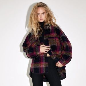 Zara Wool Blend Plaid Overshirt